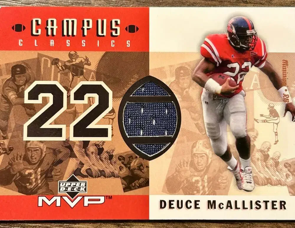 Deuce McAllister Signed Card, Upper Deck MVP Campus Deuce McAllister Jersey Card